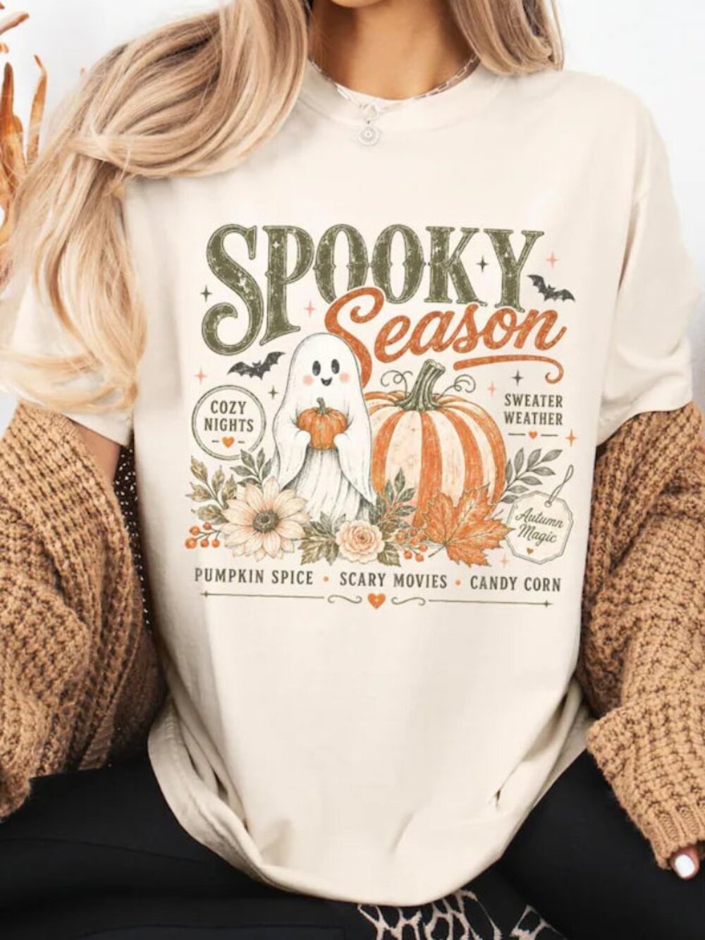Cute Ghost Halloween Shirt, Pumpkin Fall Tee, Halloween Gift Shirt